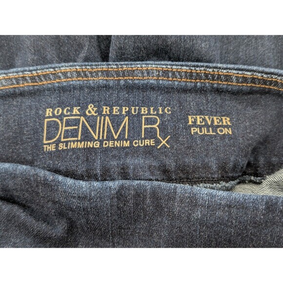 Rock & Republic Denim Rx Fever Pull On Slimming Skinny Ankle Dark Jeans Size 2 - Picture 3 of 9